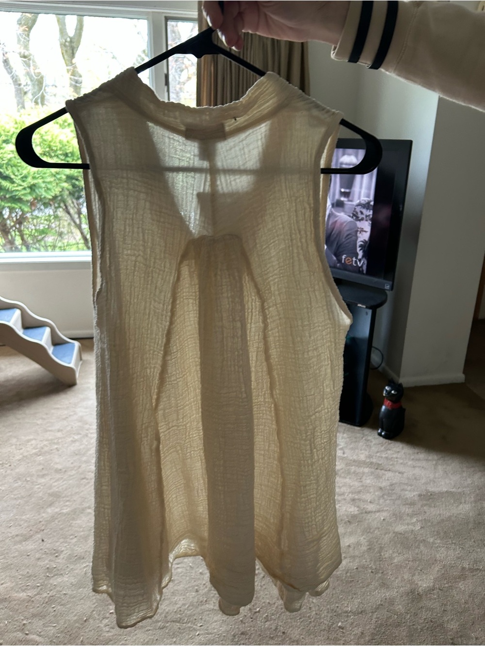 Kamala Sleeveless Cream Textured Tank Top